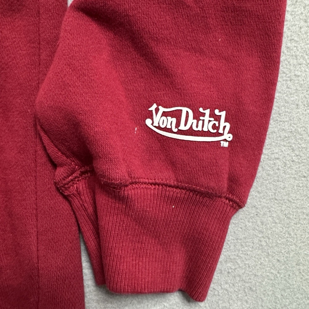 Von Dutch Hoodie Mens Large Red Skull Graphic Streetwear Pullover Grunge Skate - Picture 4 of 12